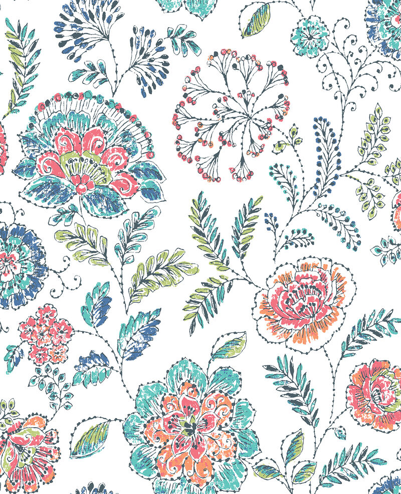 Tropez Teal Jacobean Wallpaper image number 0