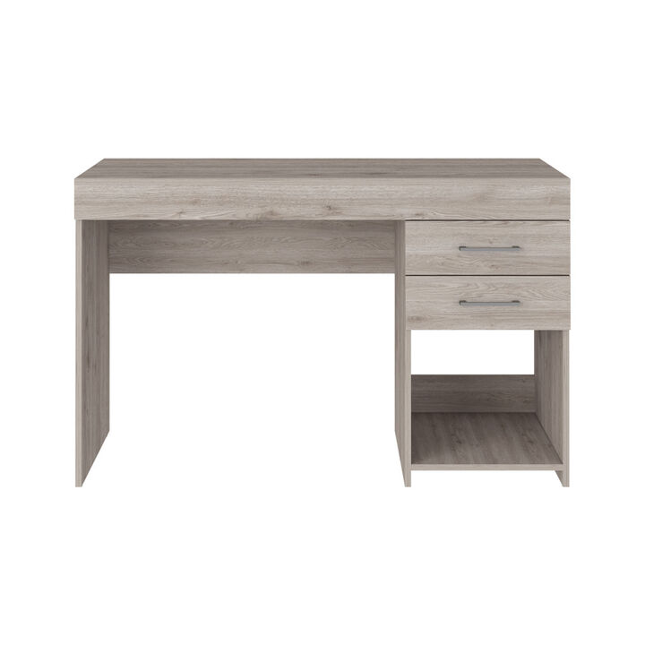 Streamdale Ibare Two Drawer Computer Desk, One Lower Shelf - Light Gray