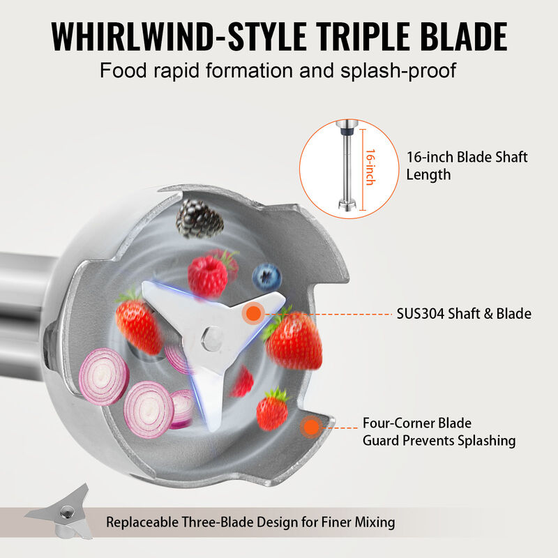 VEVOR Commercial Immersion Blender 500W Heavy Duty Hand Mixer for Soup Sauces image number 4