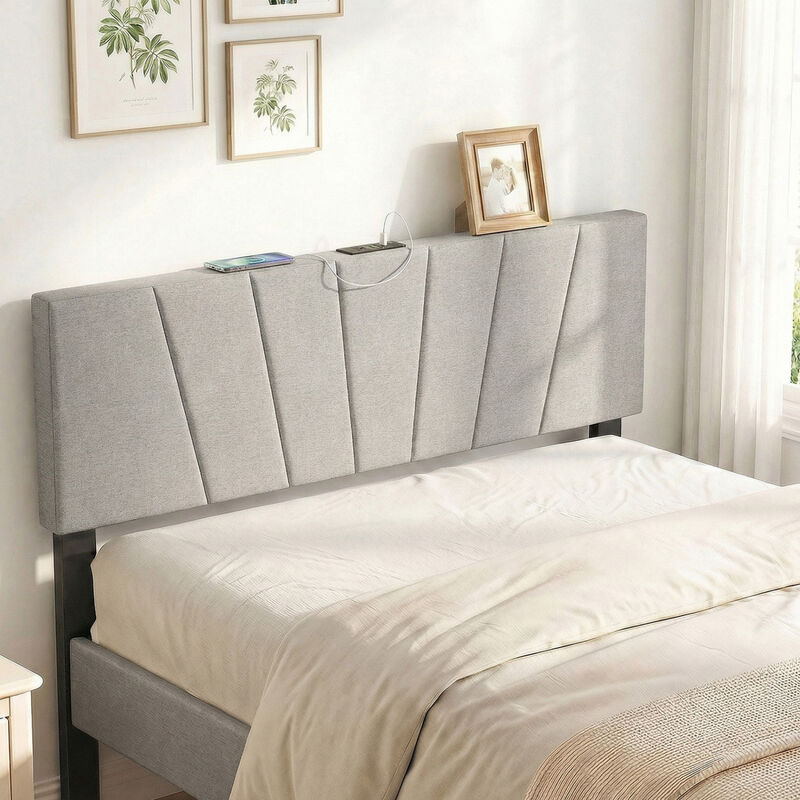 Geometric Headboard for Queen and Full Beds with Upholstered Design image number 6