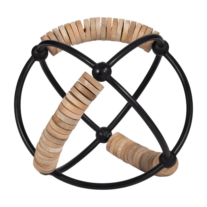 Metal, 10" Abacus Orb, Natural/black