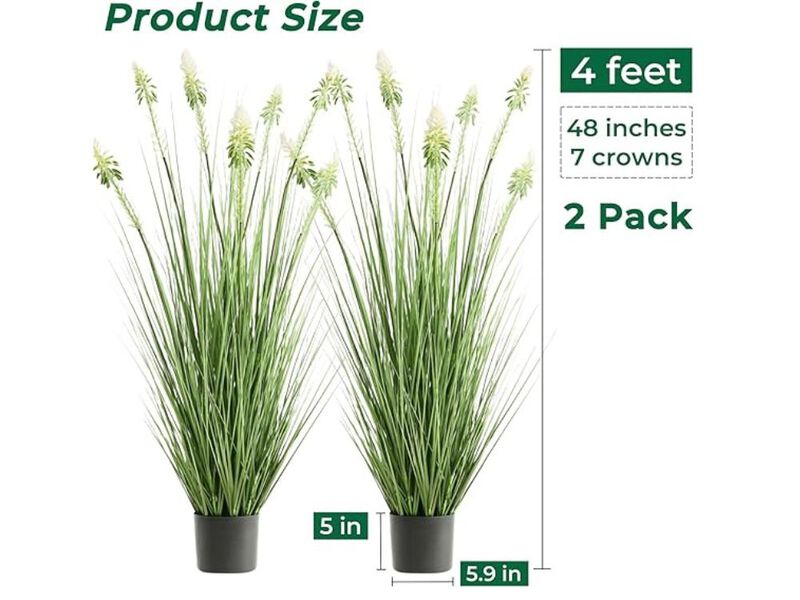 2 Pack White Artificial Greenery Plants Outdoor Wedding Centerpiece Decor image number 2