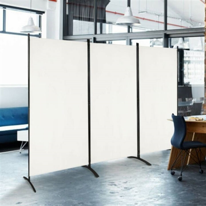 Industrial 3-Panel Folding Room Divider – Sturdy Privacy Screen with Metal Base