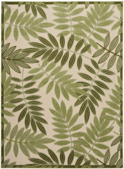 HomeRoots 5' X 8' Ivory And Green Palm Leaf Indoor Outdoor Area Rug