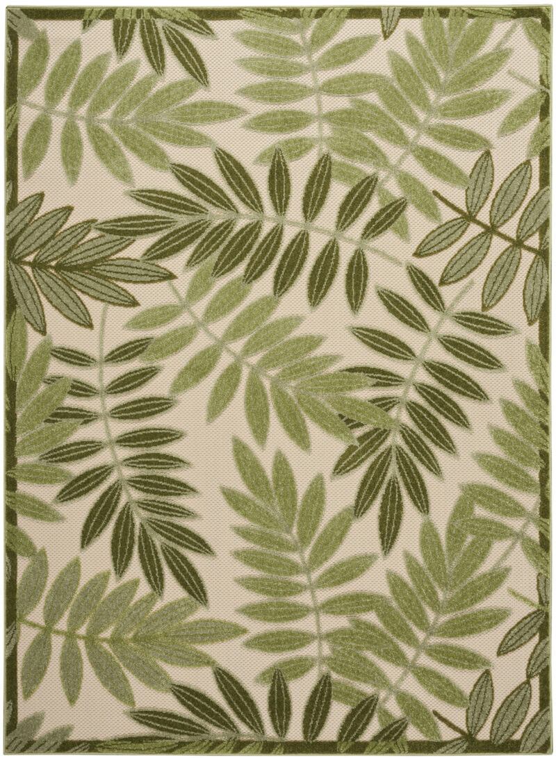 HomeRoots 5' X 8' Ivory And Green Palm Leaf Indoor Outdoor Area Rug image number 0
