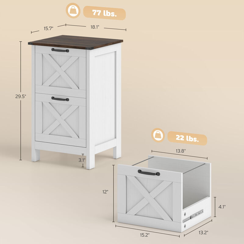 Hivvago Rustic 2-Drawer Vertical Filing Cabinet for Home or Office image number 2