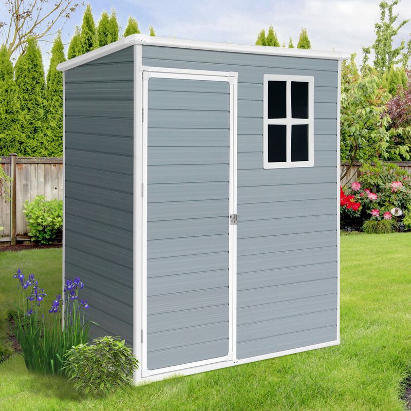 5ft x 3ft Resin Outdoor Storage Shed with Floor and Lockable Door for Backyard image number 1