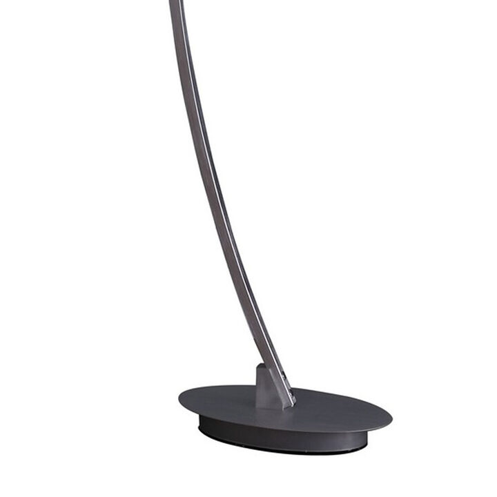 Floor LED Lamp with Metal Arched Design, Brushed Silver - Benzara