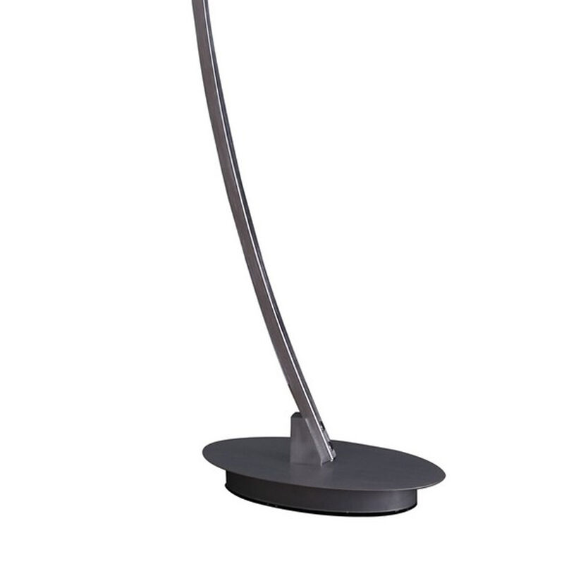 Floor LED Lamp with Metal Arched Design, Brushed Silver - Benzara image number 1