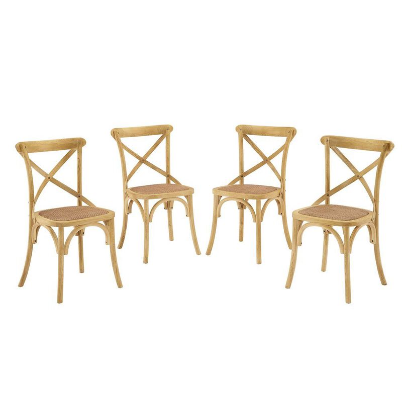 Wooden Dining Side Chairs for Dining Room, Natural, Set of 4 image number 0
