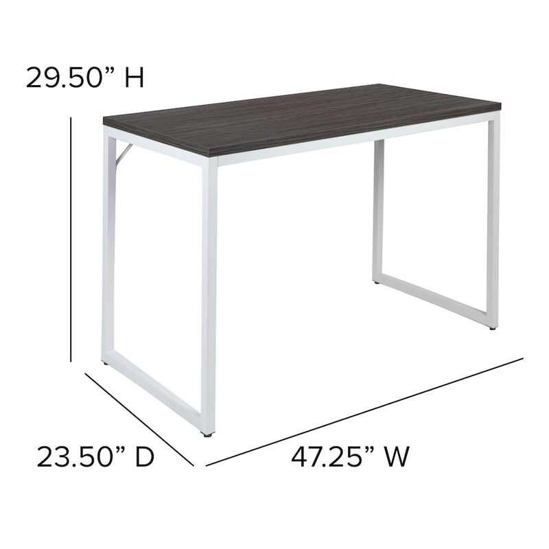 Flash Furniture Tiverton Office Computer Desk and Home Office Desk - 47" Long (Gray/White) image number 2