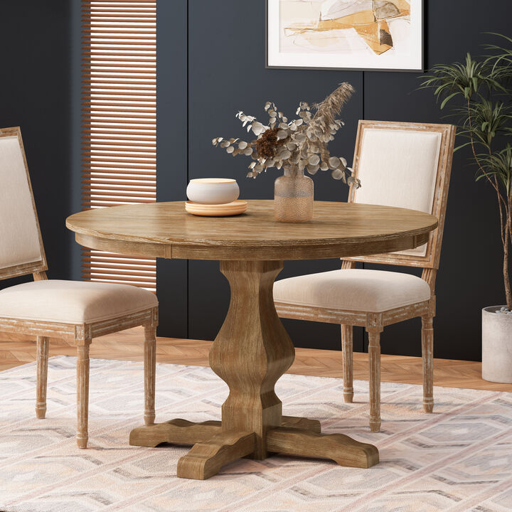 Christopher Knight Home Remuda Rustic Wood Round Dining Table with Pedestal Leg