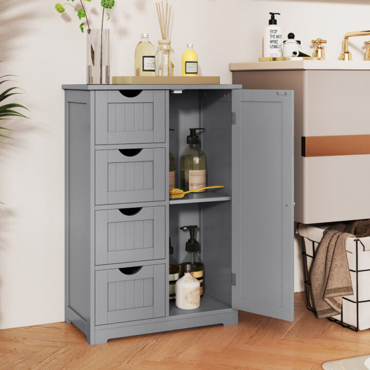 Standing Indoor Wooden Cabinet with 4 Drawers and Door Cabinet