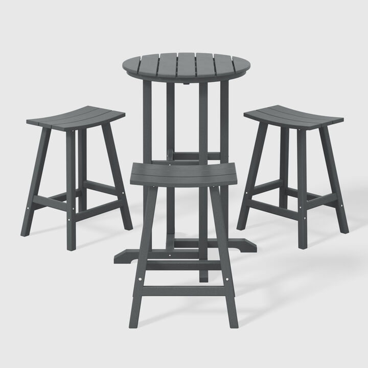 WestinTrends Outdoor Patio Counter Height Bar Stools Bistro Bar Table 4-Piece Set