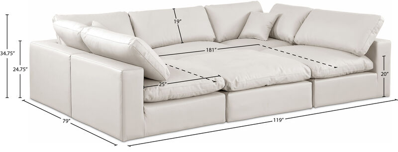 Meridian Furniture Comfy Cream Vegan Leather Modular Sectional