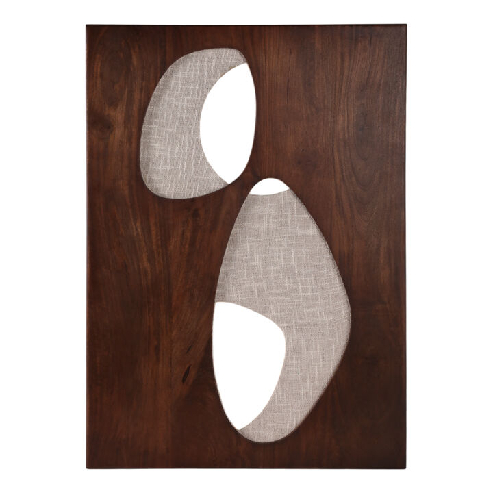 36x26" Wood&fabric Mix-media Modern Wall Art,brwn