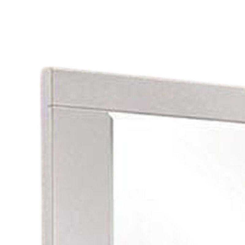 Gely Dresser Mirror, 46 Inch Glossy White Lacquer, Solid Wood Frame