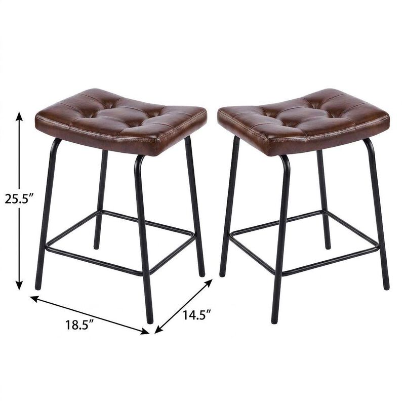 HomeRoots Set of Two Faux Leather and Metal Counter Height Bar Chairs image number 6