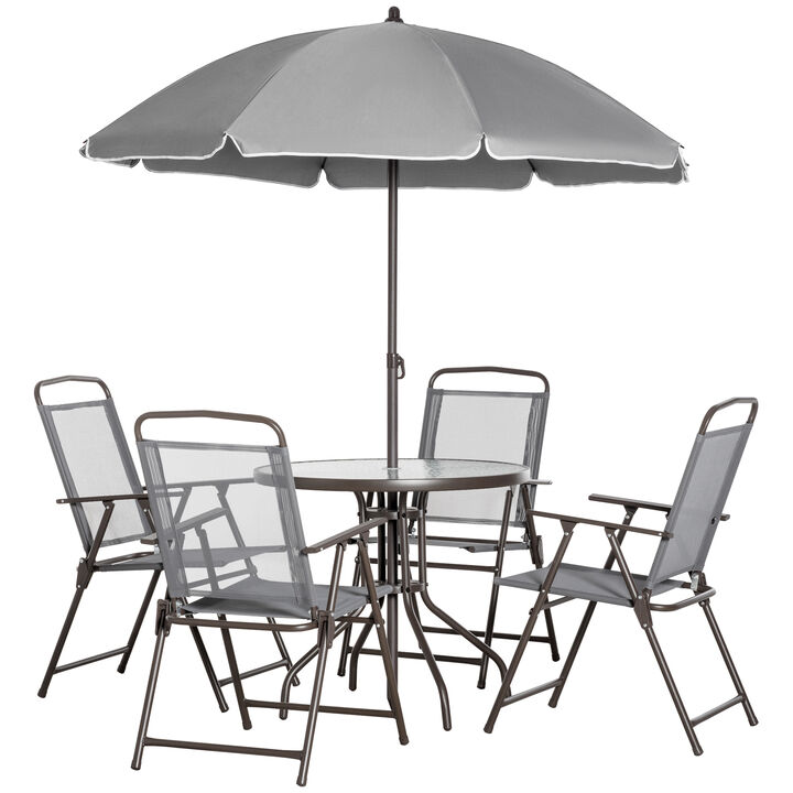 Hivvago 6-Piece Patio Table and Chair Set for Backyard