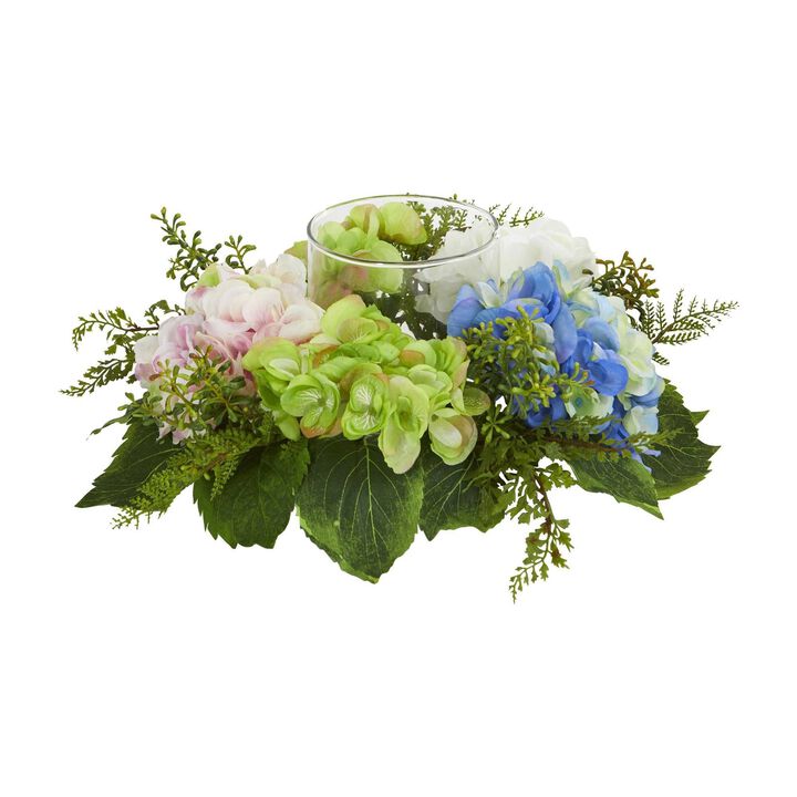 Nearly Natural 14-in Hydrangea Artificial Candelabrum