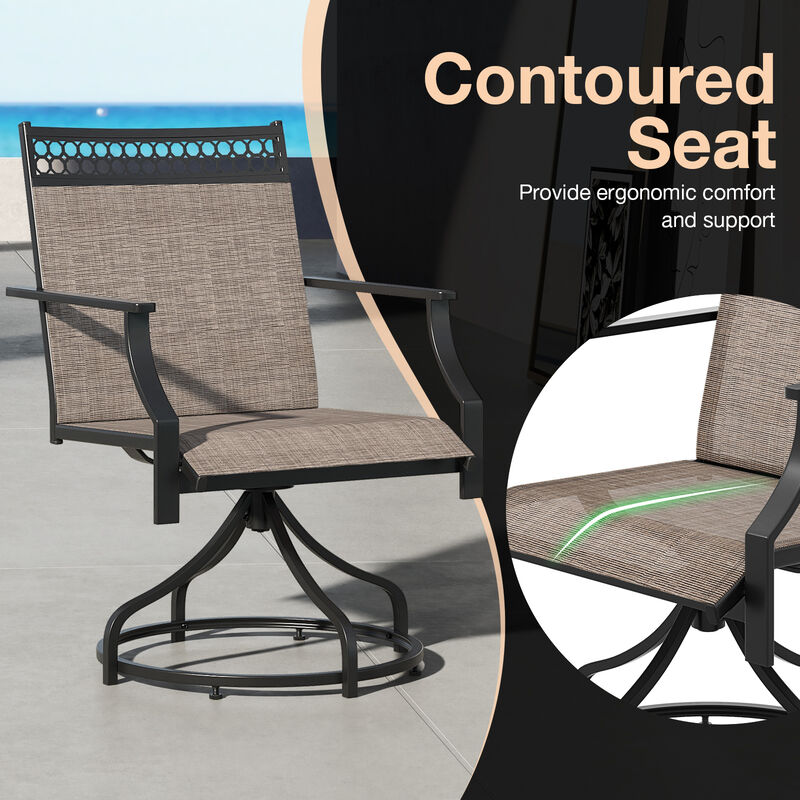 Patio Swivel Dining Chairs Set of 2 with Heavy-duty Metal Frame and Armrests image number 8