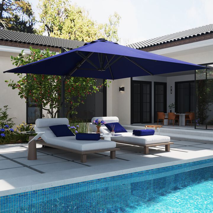 MONDAWE 10 x 10 ft Cantilever Patio Umbrella with Weighted Based Navy