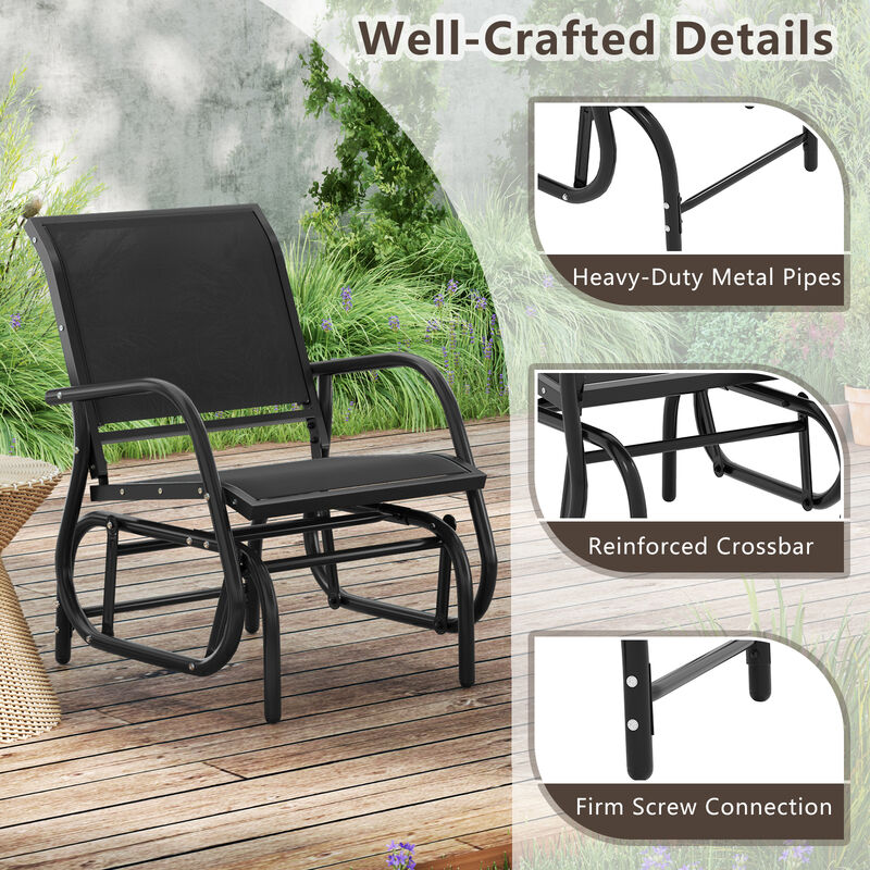 Heavy-Duty Outdoor Glider Chair &ndash; Rocking Swing Seat with Armrest for One