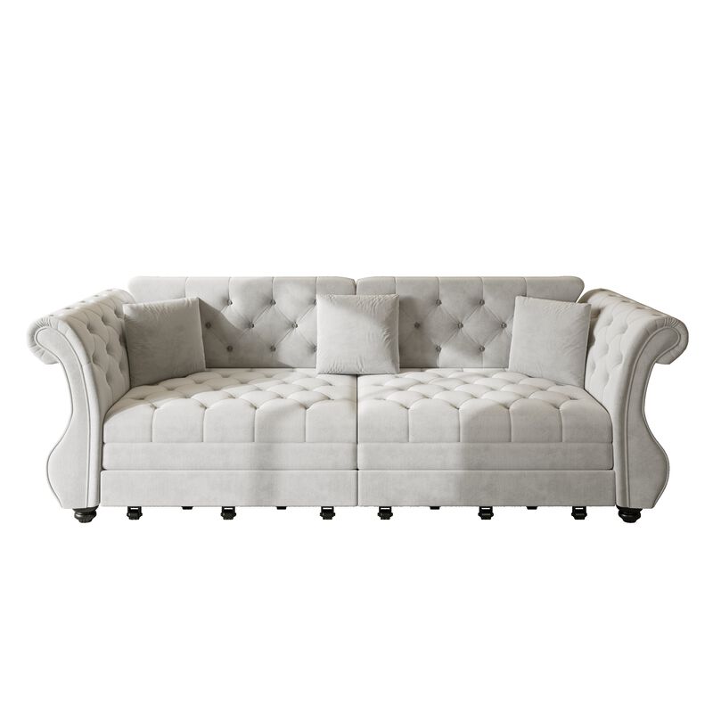 TATEUS Chesterfield Velvet Sofa Bed image number 0