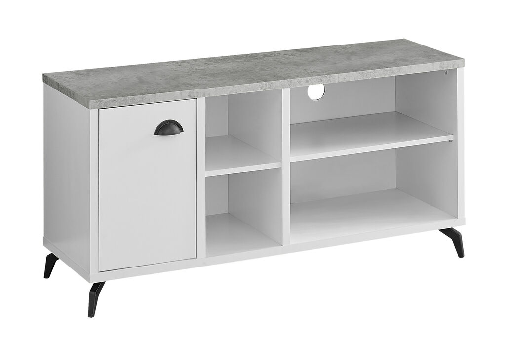 HomeRoots 47" Gray And White Wood Enclosed and Open Storage TV Stand