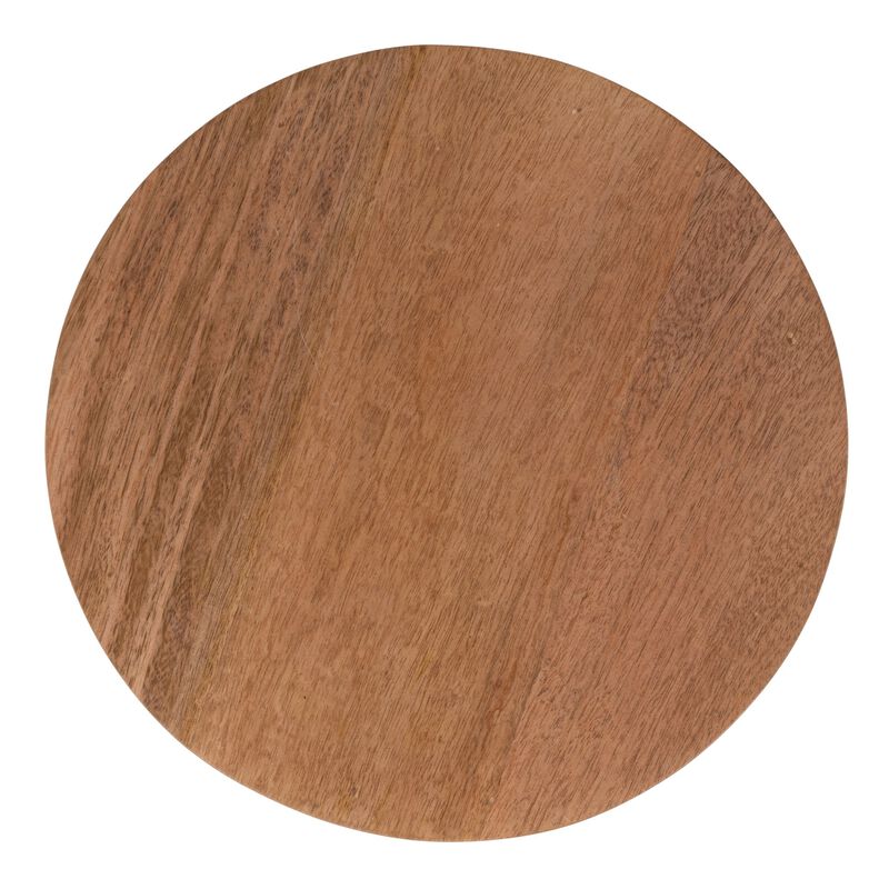 Round Ribbed Mango Wood Side Table, Honey Walnut image number 4