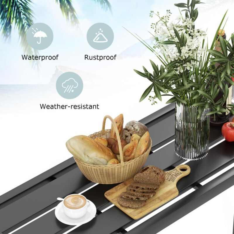 Hivvago Outdoor Bar Table with Waterproof Top and Heavy-duty Metal Frame