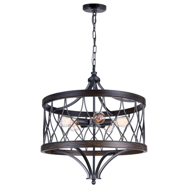 CWI Lighting Amazon 5 Light Drum Shade Chandelier With Gun Metal Finish