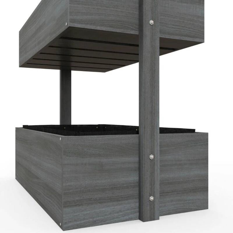 Hivvago 4 Tier Vertical Wooden Planter Box Raised Bed Grey