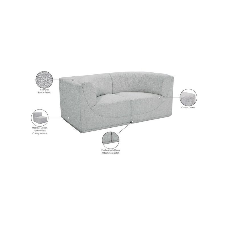 Meridian Furniture Ollie Grey Boucle Fabric Modular Sofa
