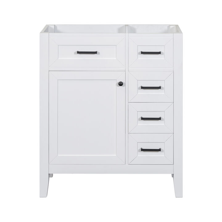 ELEMENT ACE 30 Inch Freestanding Bathroom Vanity Base Without Sink, Enclosed Storage Cabinet With Drawers and Door Shelf, Durable Solid Frame for Bathroom Upgrade