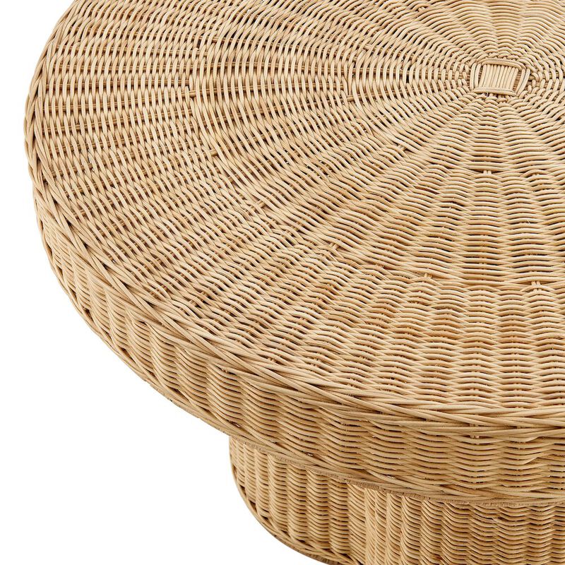 Ainsley 32 Inch Round Natural Rattan Coffee Table image number 5