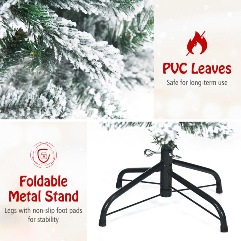 Hivvago Snow-Flocked Christmas Pencil Tree with Mixed Tips