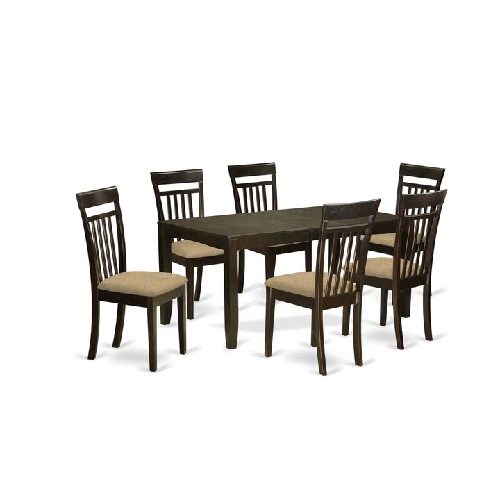 7 Pc Dining room set for 6-Table with Leaf and 6 Kitchen Dining Chairs