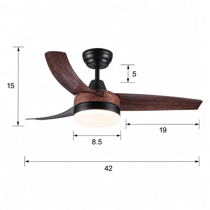 ELEMENT ACE 42 Inch LED Ceiling Fan with Reversible Energy-Saving Quiet Motor, 6-Speed Remote Control with Light Dimmer, Easy Mount for Year-Round Indoor Home Use