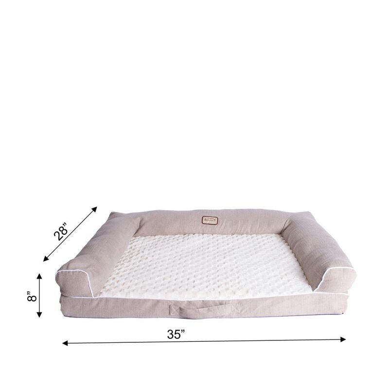 Armarkat Ivory & Beige Medium Bolstered Pet Bed With Memory Foam