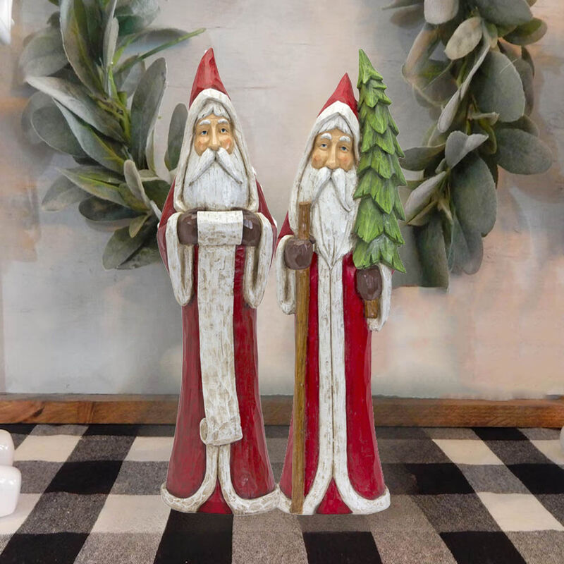 Santa Resin Figures Set of 2 for Christmas and Seasonal Styling image number 1