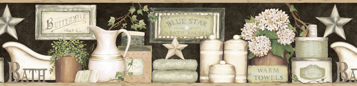 Martha Black Country Bath Wallpaper (Set of 2)