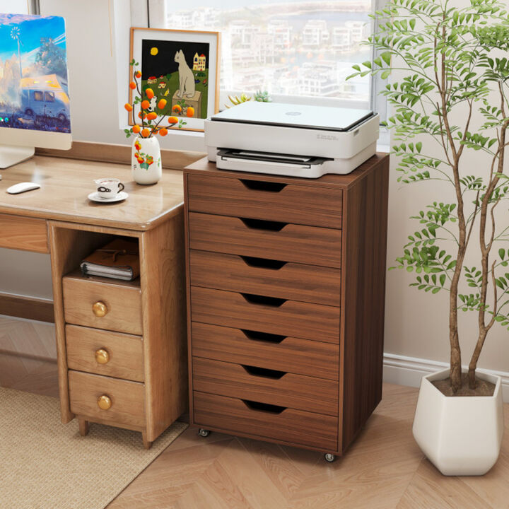 Floor Standing 7 Drawer Storage Chest Cabinet with Wheels