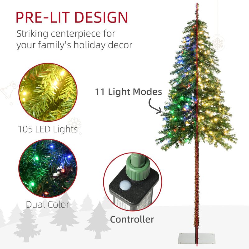 6ft Tall Prelit Pencil Artificial Christmas Tree Holiday Decor with 442 Branches