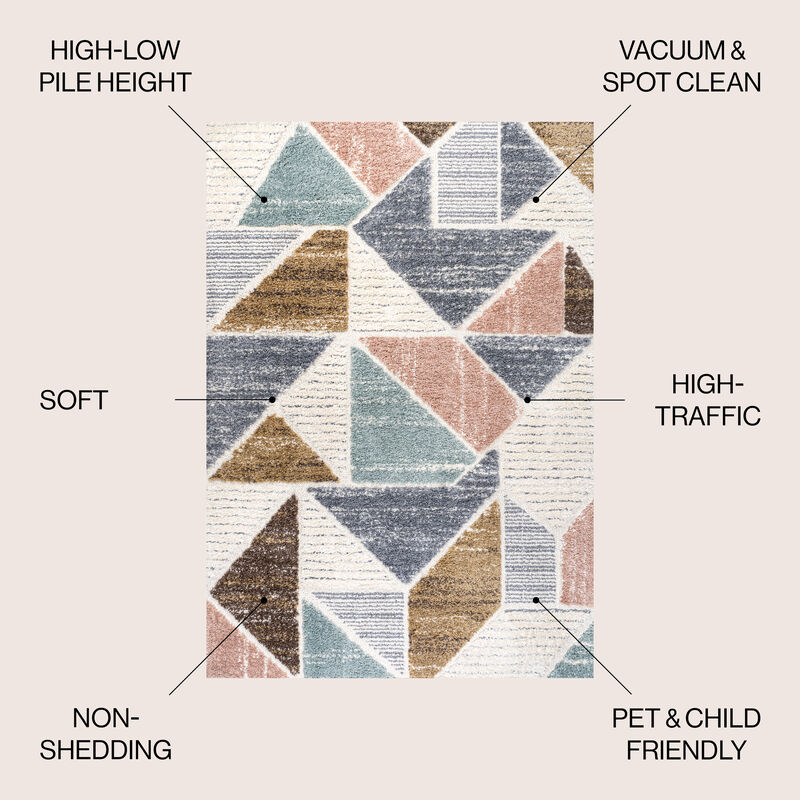 Aileen Geometric Scandi Colorblock Carved Area Rug