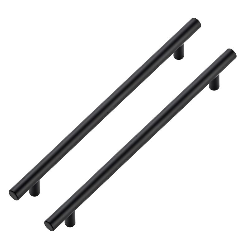 JOY DECOR 10 Pack Cabinet Handles, Black Cabinet Pulls, 8-3/4 in Hole Center Kitchen Hardware, Stainless Steel T Bar Handles for