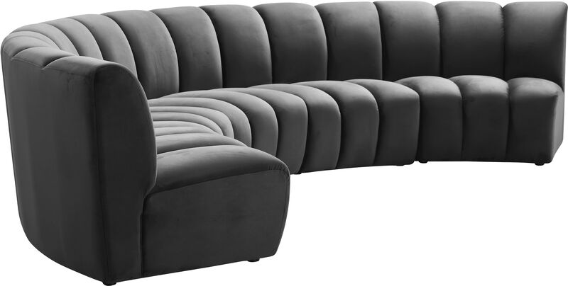 Meridian Furniture Infinity Grey Velvet 5pc. Modular Sectional image number 4