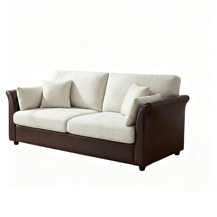 Vipbear 78 Inch 2-Seater Loveseat Sofa, Chenille & PU Leather Upholstered Couch with Cushions