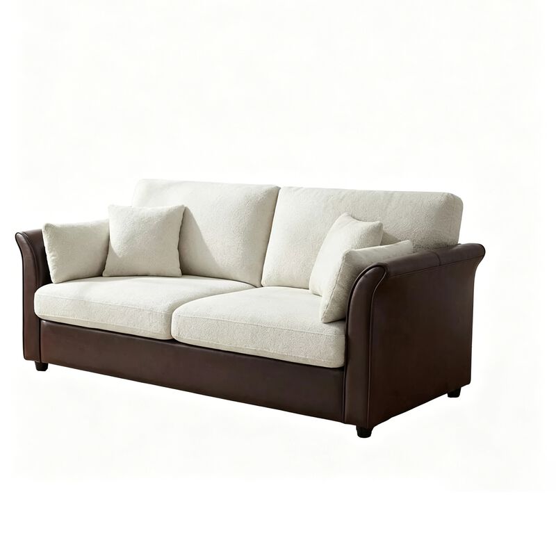 Vipbear 78 Inch 2-Seater Loveseat Sofa, Chenille & PU Leather Upholstered Couch with Cushions image number 0