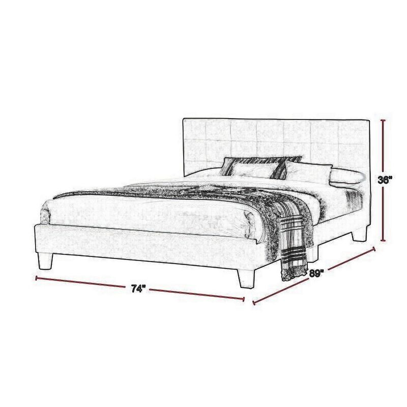 Dex Modern Platform California King Bed, Tufted Upholstery, Charcoal Gray - Benzara